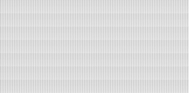 Seamless white fluted ceramic tile texture background with vertical stacked rectangular elements for modern kitchen and bathroom wall.