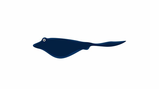 Dark blue stingray silhouette graphic, ideal for logos, websites, and educational materials related to marine life and aquatic themes.