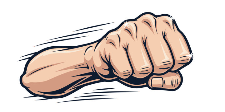 Fist Punching Gesture of Strength Anger.