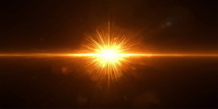 Abstract warm orange light burst and glowing starburst explosion effect