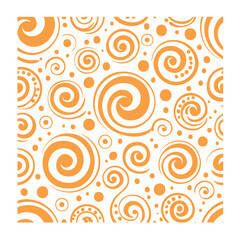 Fototapeta premium Orange Spiral and Dot Seamless Pattern