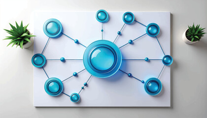 Fototapeta premium Stylized Data Analysis Pipeline with Connected Elements Line Art Single Illustration