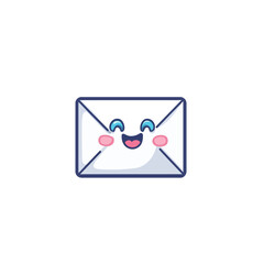 Fototapeta premium A happy, cartoonish white envelope with a cheerful face, blush, and blue outlines