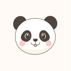 Fototapeta premium Adorable illustration of a panda's face with black ears, eye patches and pink cheeks