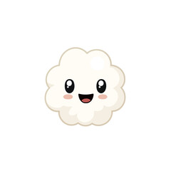 Fototapeta premium Adorable cartoon cloud character with big eyes, rosy cheeks, and a smiling open mouth