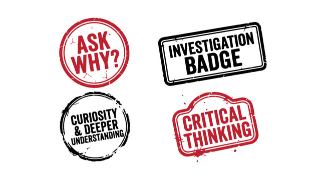 Ask Why Textured Rubber Stamp &mdash; Motivational Inquiry Seal, Investigation Phrase Badge, Curiosity Stamp, Deeper Understanding Impression, Critical Thinking Grunge Stamp &mdash; Flat Vector Illustration