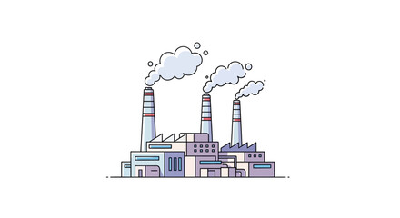 Obraz premium Industrial factory with smokestacks emitting smoke.