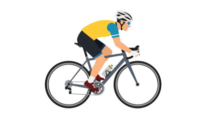 Fototapeta premium Male Cyclist Riding Road Bicycle Wearing Helmet.