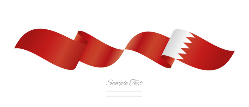 Bahraini flag ribbon vector illustration. Waving patriotic Bahrain Flag Ribbon Banner on isolated white background