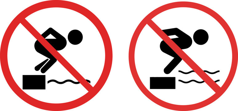 No diving or jumping signs