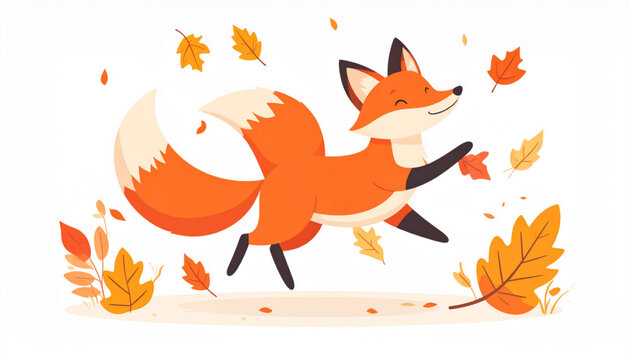 Flat Vector Autumn Fox Icon
