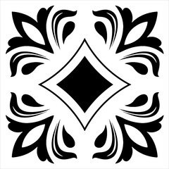 Fototapeta premium black and white seamless pattern floral ornament design