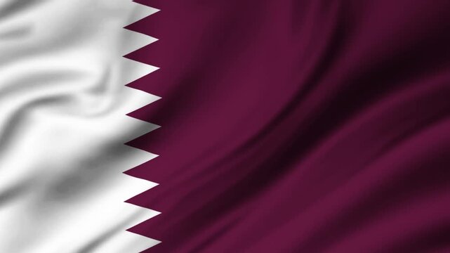 Qatar flag waving close up animation