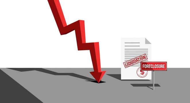 Red arrow pointing down next to a document with a red stamp.