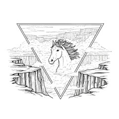 Horse Head with Flowing Mane Portrait. © Cendora