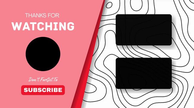 YouTube End Screen Template Subscribe Button Video Placeholders Pink  Topo Design.