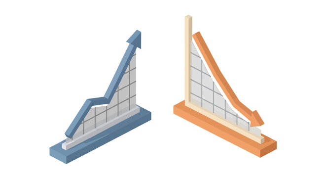 Business comparison with rising and falling trends.