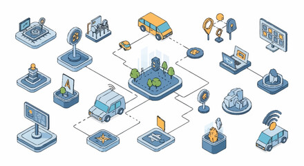 Smart City Technology Concept with Connected Devices and Autonomous Vehicles. © Syakilla