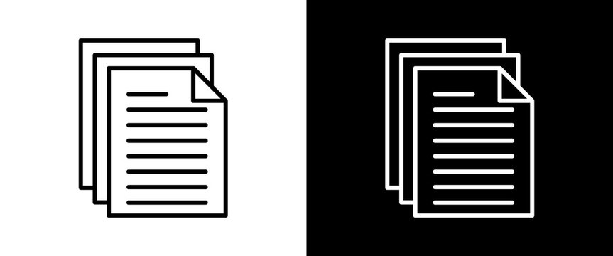 Document white and black icon set design
