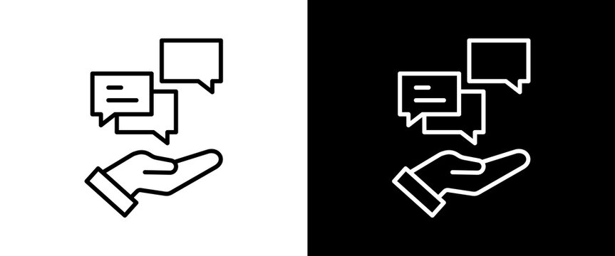 Advice white and black icon set design