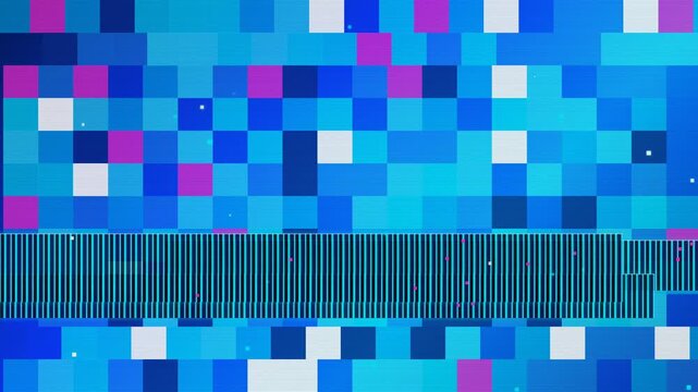 Bright Blue Digital Glitch Effect Background with Pixelated Datamosh Corruption