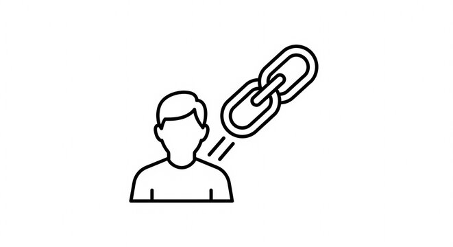 Icon of a person linked to a chain symbol representing connection or relationship.