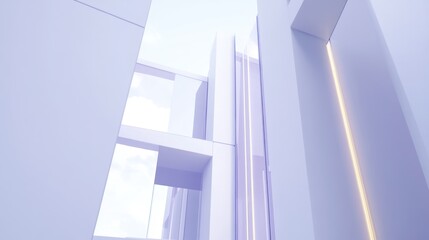 Obraz premium Interior view of a modern, minimalist building with large windows