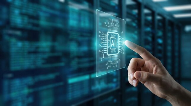 Ai powered chip digital finance banking security risk controls technology innovation data processing circuit board hand interface