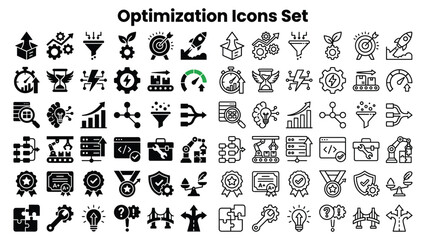 Business optimization icons set for development and growth strategy © Ube