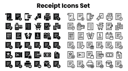 Fototapeta premium Receipt Icons Set for Business and Financial Transactions Online