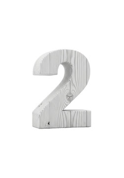 White Wooden Number 2 Decorative Numeral for Modern Home Interiors
