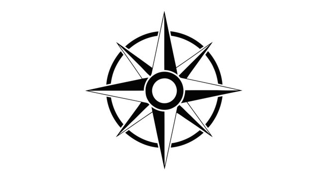Vector illustration of compass rose icon on a transparent background