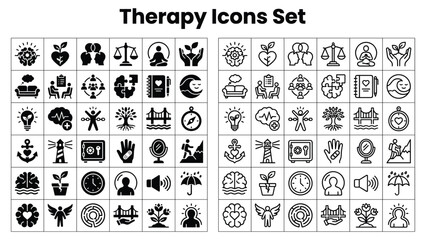 Obraz premium Therapy sessions icons set for mental health professionals and clients online