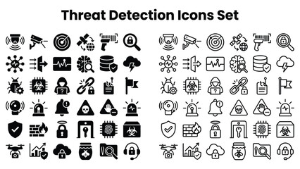 Threat detection icons set for security threat detection systems online © Ube