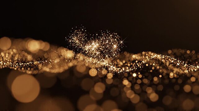 Shimmering particles flying through a dark atmosphere creating a mesmerizing wave of light.