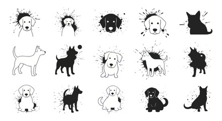 Collection of Dog Illustrations and Silhouettes. © Niat