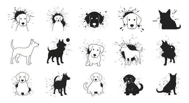 Collection of Dog Illustrations and Silhouettes.