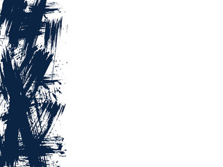 Fototapeta premium Abstract Artistic Background with Navy Blue Paint Brush Strokes Left Border
