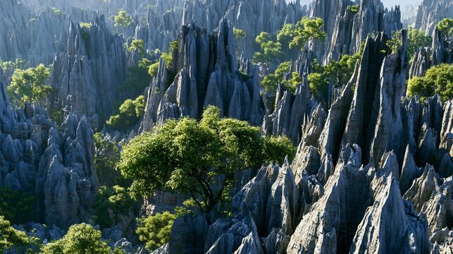 Detailed Geological Formations of Tsingy de Bemaraha - Natural Erosion Patterns Showcase