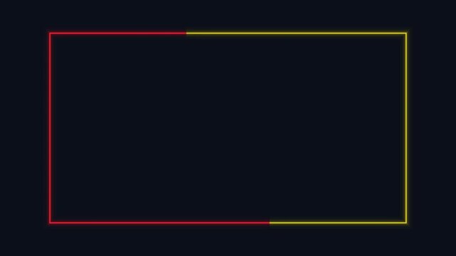 A minimal rectangular frame with distinct red and yellow borders, suggesting design elements and graphic representation for creative projects