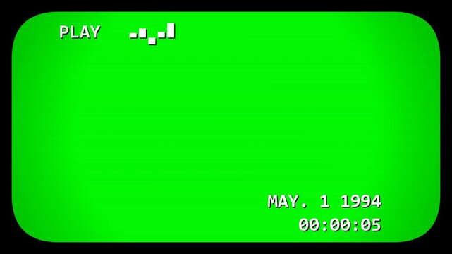 Vintage VHS Camcorder Recording Interface Overlay with Green Screen Background for Retro Video Editing Effects and Nostalgic Cinematic Aesthetic