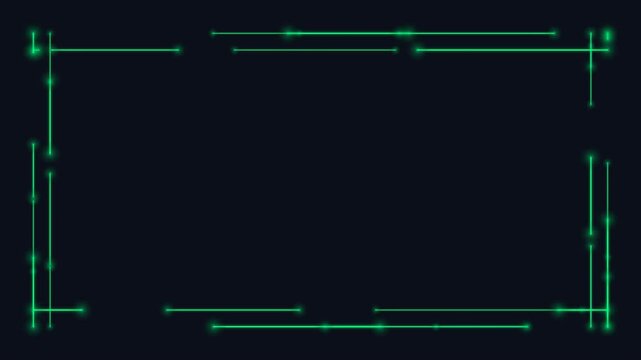 Digital Glowing Green Matrix Border Frame With Tech Data Lines for Futuristic Interface Design Elements
