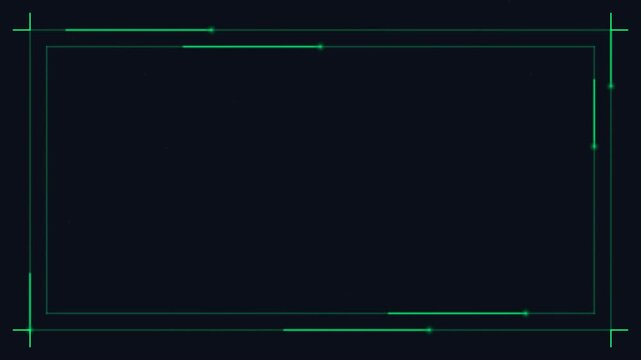 Green futuristic HUD interface border on dark background cyber technology digital frame vector template