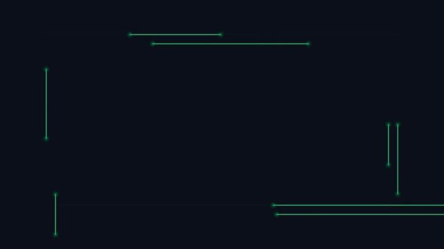 Abstract Futuristic Technology Background with Glowing Neon Green Digital Lines on Dark Black Background for Cyber Space Concept