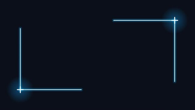 Minimalist Digital Glowing Geometric Border Frame Element with Neon Blue Corner Light Accents on a Dark Background