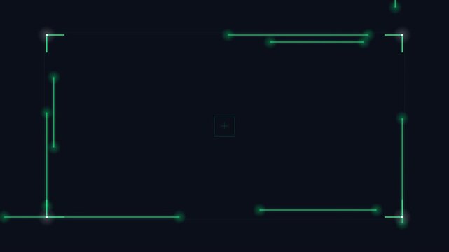 Futuristic digital interface element featuring glowing teal lines and corner markers, an abstract concept for modern technology displays