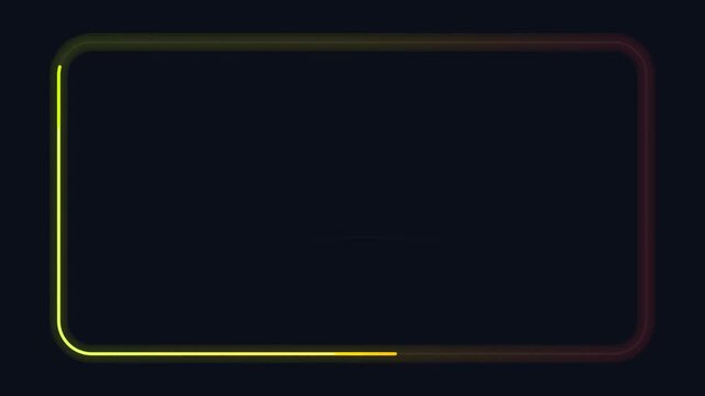 Glowing Neon Rectangular Border Frame with Yellow and Red Gradient Light on a Dark Background for Digital Futuristic UI Design