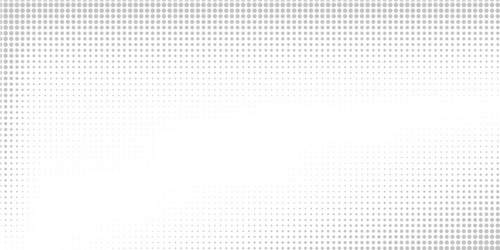 Grey dotted halftone background. Retro comic gradient pattern. Light silver pixelated texture overlay. Cartoon pop art faded grain backdrop for poster, banner, advertisement, brochure. Vector