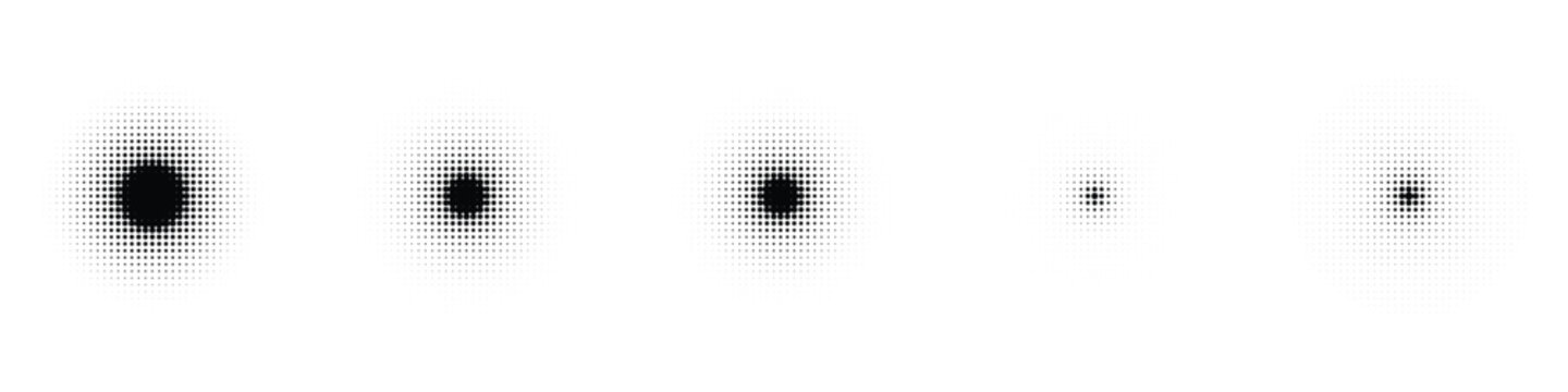 Abstract circular halftone dot pattern elements different sizes