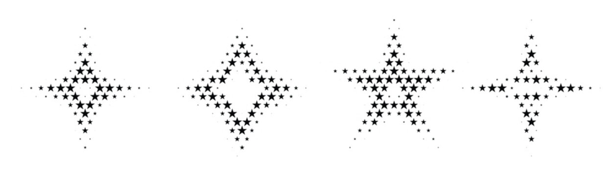 Abstract star geometric elements in halftone star pattern